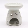 Lrg Classic White Oil Burner - Moon & Star