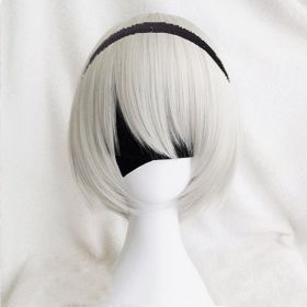 Female Silver Rice Gray And White High Temperature Silk Wig