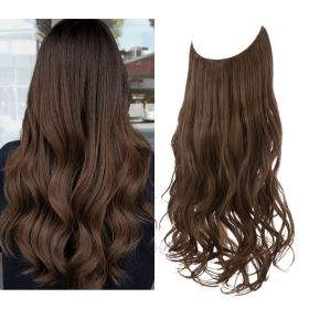 Wig Female Extension Chemical Fiber Long Curly Hair Matte High-temperature Fiber Fishing Thread Wig Set (Option: Light brown-40cm)