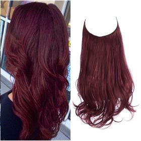 Wig Female Extension Chemical Fiber Long Curly Hair Matte High-temperature Fiber Fishing Thread Wig Set (Option: Wine red-40cm)