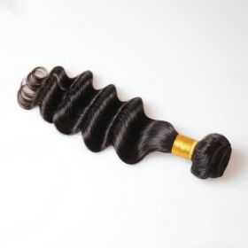 Peruvian Remy Human Hair Weft Loose Deep (Option: Black-18inches-12a)