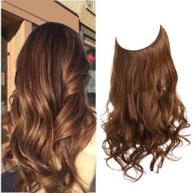 Wig Female Extension Chemical Fiber Long Curly Hair Matte High-temperature Fiber Fishing Thread Wig Set (Option: Light auburn-40cm)