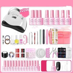 Nail Polish Glue Full Manicure Set Set Of Tools For Beginners Home (Option: 220W Manicurist Quick Dry Kit-Base set of 25colors)