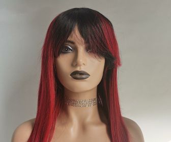 Wig Factory Real Human Hair Wig Mechanism Headgear  Hair Wig (Option: Red-26inch)