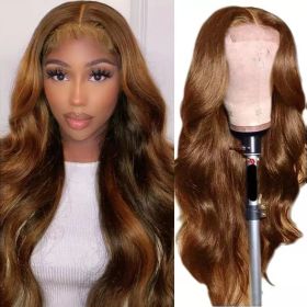 Long Curly Hair Light Blonde Big Waves African Women's Lace Wig (Option: Brown-18inches)